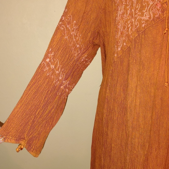 Chances R" dress, size 2X, burnt orange, rusty, embellished floral vine - Picture 5 of 12